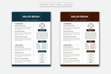 Vector minimalist cv template with photo space.simple new stander professional resume design.