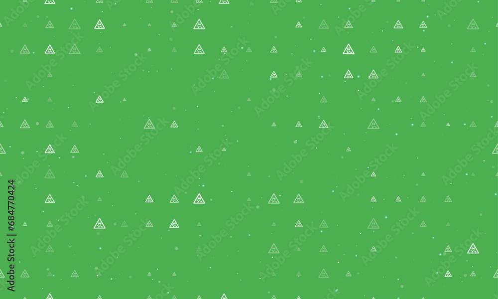 Poster seamless background pattern of evenly spaced white slippery road signs of different sizes and opacit