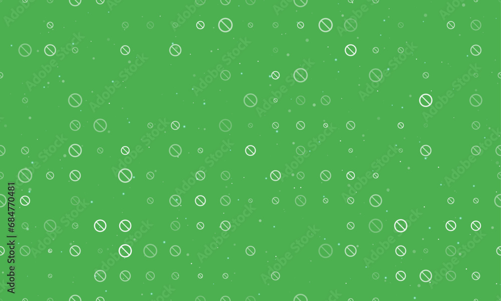 Poster seamless background pattern of evenly spaced white no parking signs of different sizes and opacity. 