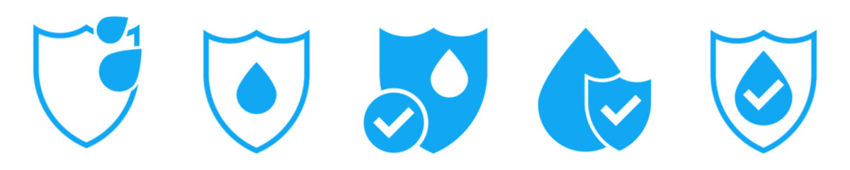 Shield waterproof protection Icon vector. Water resistant shield vector icon. Anti corrosion symbol. - obrazy, fototapety, plakaty