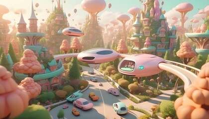 Ciudad imaginaria de un país de fantasía