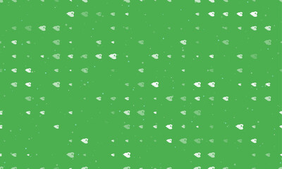 Seamless background pattern of evenly spaced white police cap symbols of different sizes and opacity. Vector illustration on green background with stars