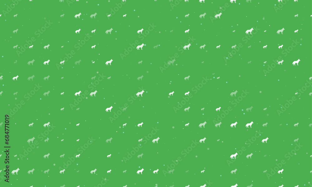 Aufkleber seamless background pattern of evenly spaced white wolf symbols of different sizes and opacity. vect
