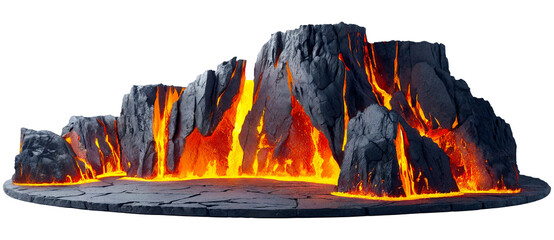 Lava mountain with hot and flowing bright texture on a pedestal.