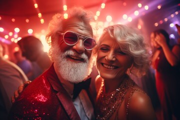 Senior couple having fun at the party. Valentine's day celebration
