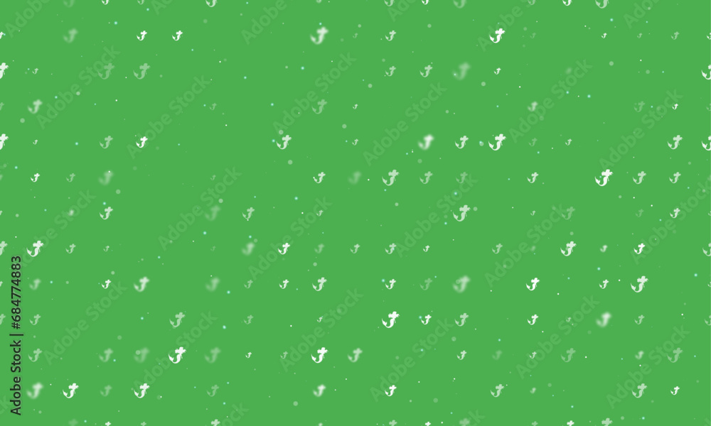 Aufkleber seamless background pattern of evenly spaced white mermaid symbols of different sizes and opacity. v