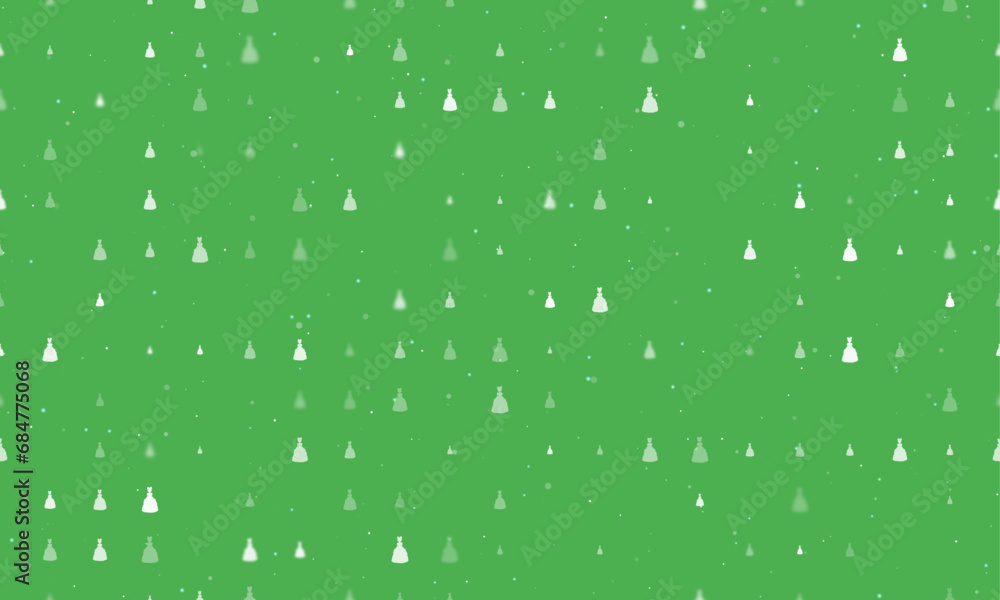 Poster seamless background pattern of evenly spaced white princess symbols of different sizes and opacity. 