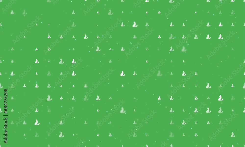 Poster seamless background pattern of evenly spaced white fox symbols of different sizes and opacity. vecto