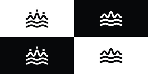 Crown Wave logo Design. Sea King Queen Wave Lake Ocean with Minimalist Outline Lineart Style Logo Icon Symbol Vector Illustration. © oinbrand