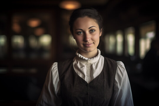 Pretty Young Amish Style Woman - Regency - Victorian - Old West - Colonial Era - Portrait - Soothing calm expression - Slightly smiling