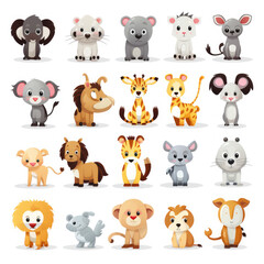Fototapeta premium 2D vector animals white background