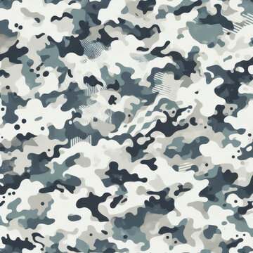 Modern snow military camouflage print, seamless pattern. ai generative