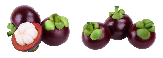 ripe mangosteen isolated on white background closeup