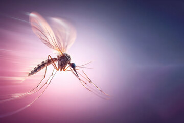 Mosquito in fast flight with motion blur effect. ai generative