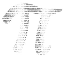 the number pi filled with its value on white background
