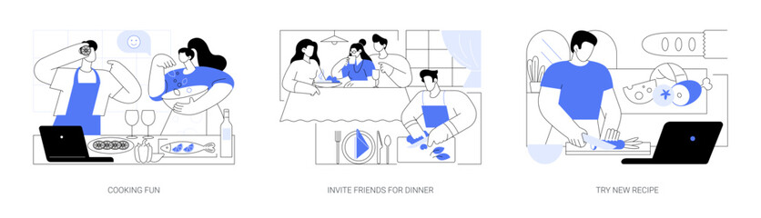 Dinner at home isolated cartoon vector illustrations se