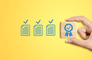 Quality Certificate with Checklist document in hand