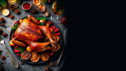 fried chicken on a plate served on a festive table