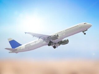 Obraz premium Modern big Airplane in sky background.