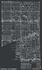 Detailed hand-drawn navigational urban street roads map of the CITY OF GARDENA of the American LOS ANGELES CITY COUNCIL, UNITED STATES with vivid road lines and name tag on solid background