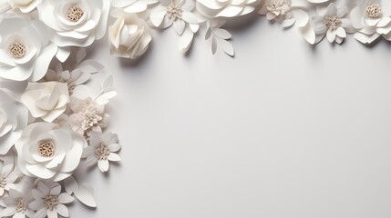 A frame that displays a top view of white paper flowers and a background