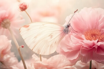 butterfly on pink flower.  - Powered by Adobe