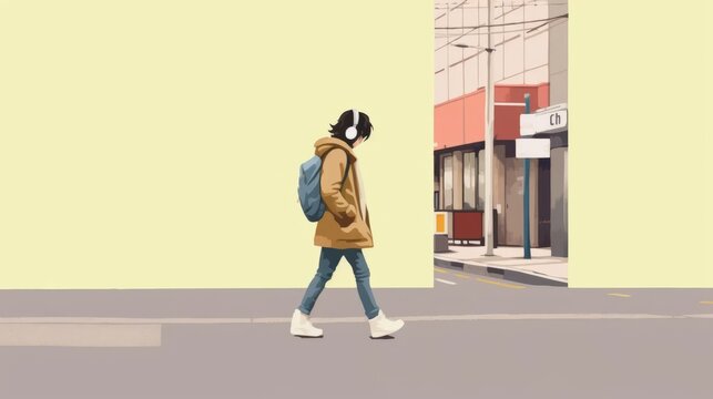 A girl walking in the city Tokyo Harajuku
