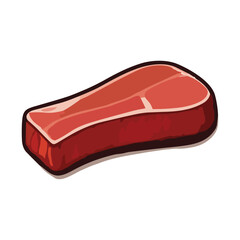 Fresh raw beef meat isolated on white background flat vector illustration, meat recipe, protein food. Beef, Steak, Meat illustration.