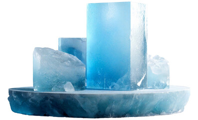 Ice blocks of different sizes on an ice oval pedestal.