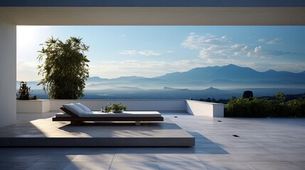 Fototapeta premium Terrace in a minimalist style: calm and space