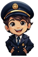 A cartoon boy in a police uniform.