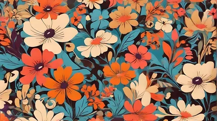 Badkamer foto achterwand Colorful floral seamless pattern illustration. Vintage flower background art design.  © CreativePhotographer