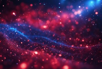 Blue red waves of bright particles Sound and music visualization