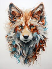 A digital painting of a fox"s head.