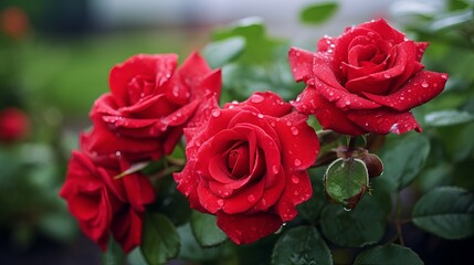 The combination of roses and green grass