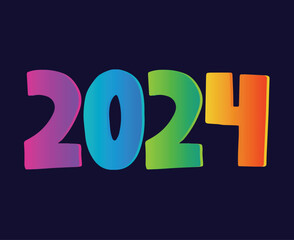 2024 New Year Abstract Multicolor Graphic Design Holiday Vector Logo Symbol Illustration With Blue Background