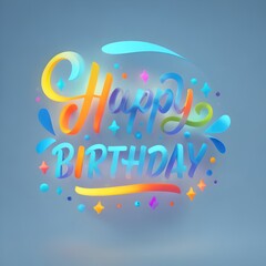 a colorful Happy Birthday lettering isolated on a blue background