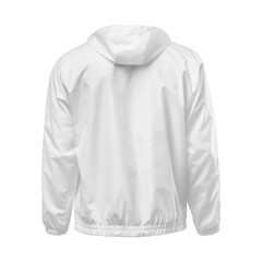 a White Windbreaker Jacket - Back View image isolated on a white background