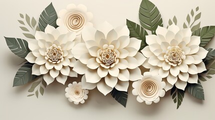 Vector template for papercraft cards featuring flowers and elements