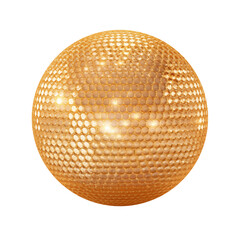 Golden Retro 70s Disco Ball Isolated on Transparent Background PNG