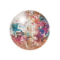Golden Retro 70s Disco Ball Isolated on Transparent Background PNG