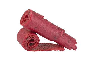 Isolated sweet pureed fruit pastila on a white background