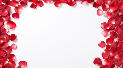  a white background with a bunch of red rose petals on the bottom of the image and a white background with a bunch of red rose petals on the bottom of the image.