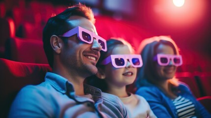 A family watching a movie together at the cinema