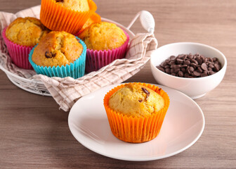 Homemade chocolate chip muffins