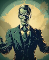 60s horror b-movies style illustration