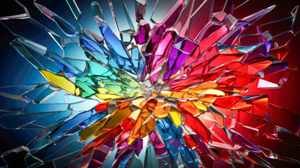 Broken glass background. Colorful broken glass texture. Abstract background