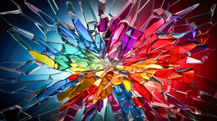 Foto op Plexiglas Broken glass background. Colorful broken glass texture. Abstract background © mila103