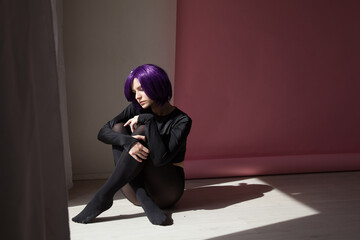 Girl anime with purple hair Japan Cosplay