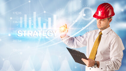 Young Businessman with helmet concept concept